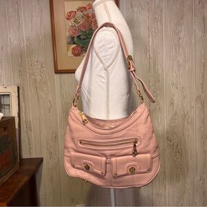 Y2K Baby Pink and Gold Shoulder Bag Animal Print Interior Brand New